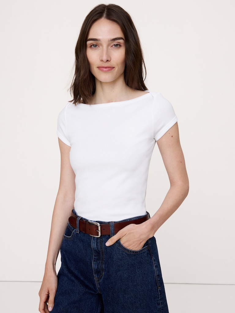 Ribbed Boatneck Top