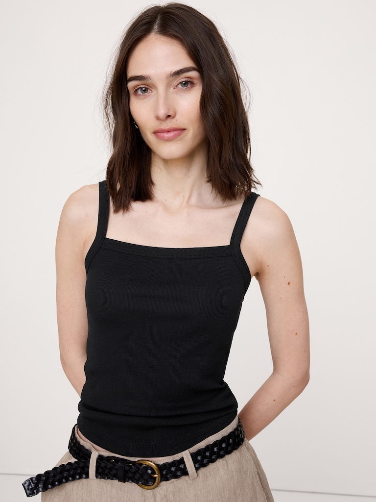Ribbed Square-Neck Tank