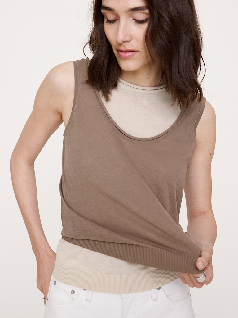 Sheer Ultra-Fine Cotton Layered Tank