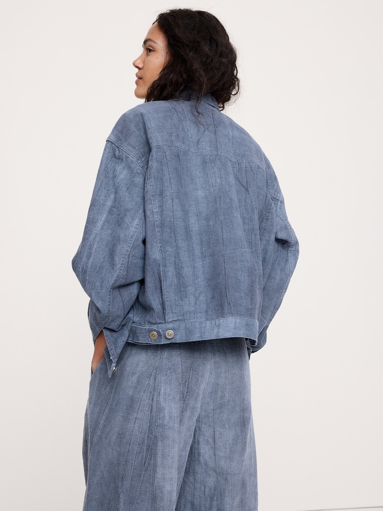 Ramie-Cotton Trucker Jacket