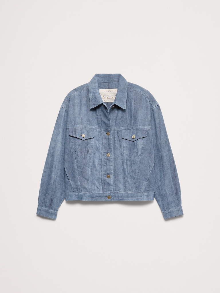 Ramie-Cotton Trucker Jacket