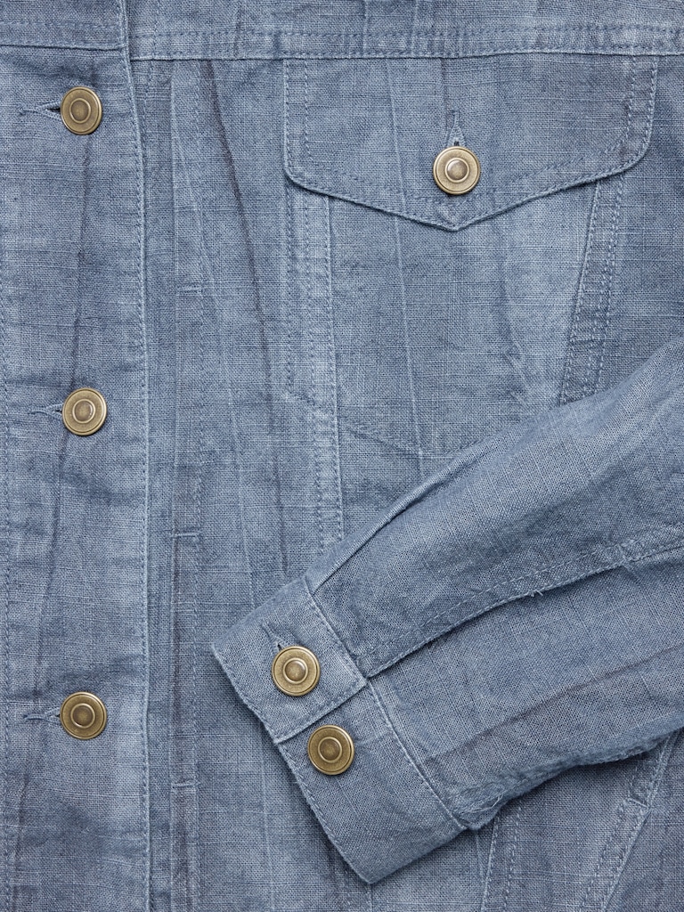 Ramie-Cotton Trucker Jacket