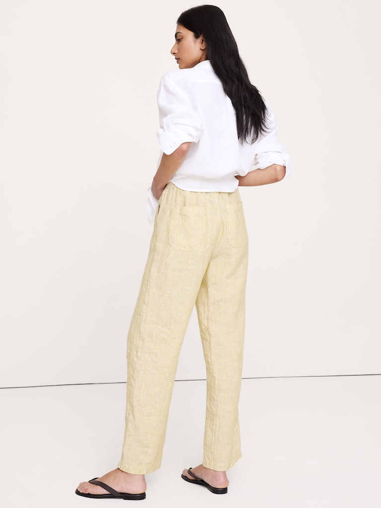 The Getaway Straight-Leg Pull-On Pant in Linen