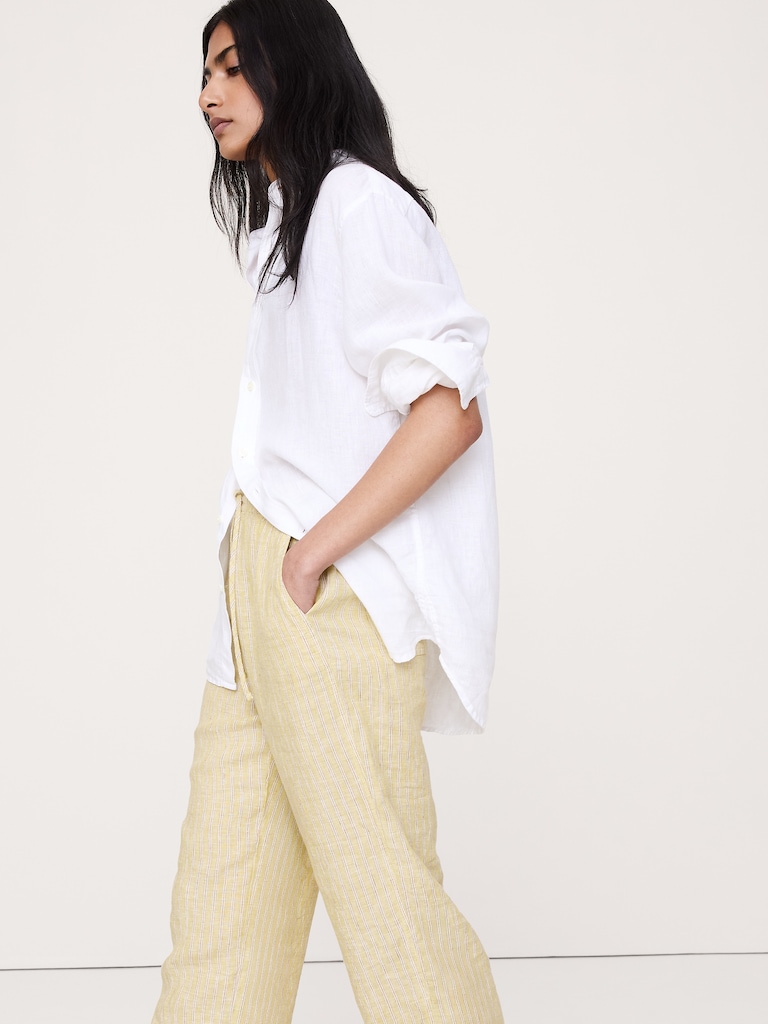 The Getaway Straight-Leg Pull-On Pant in Linen