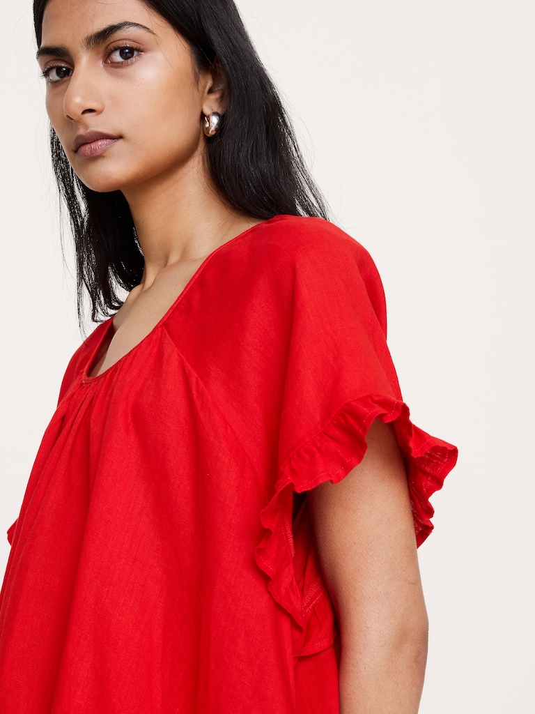 Ruffle Trim Mini Dress