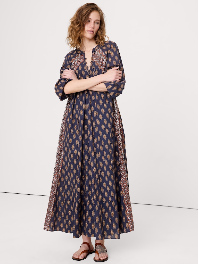 Lightweight Cotton Kaftan Maxi Dress