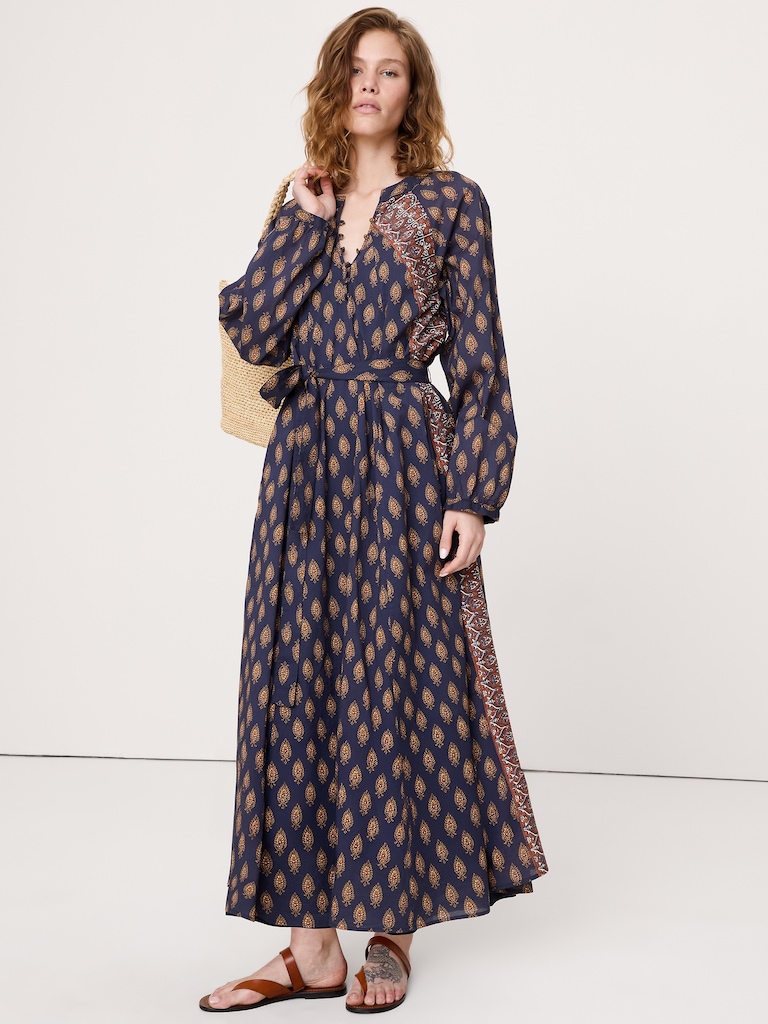 Lightweight Cotton Kaftan Maxi Dress
