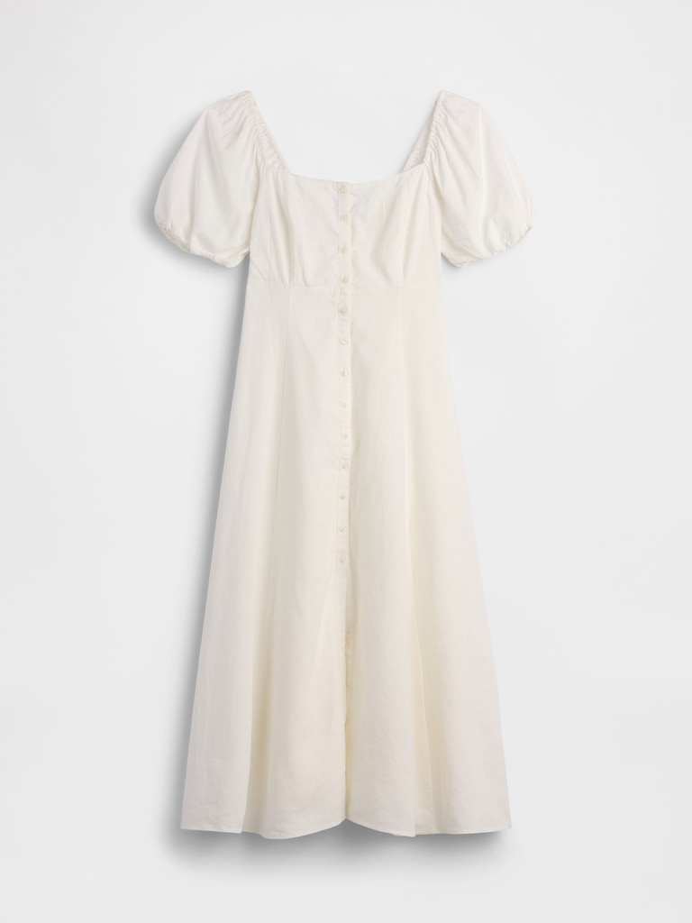 Linen-Blend Empire Waist Maxi Dress