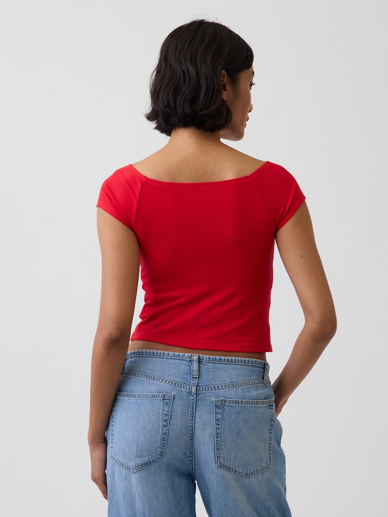 CloseKnit Jersey Off-Shoulder Crop T-Shirt