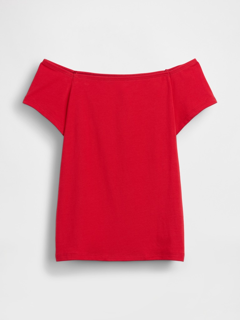 CloseKnit Jersey Off-Shoulder Crop T-Shirt