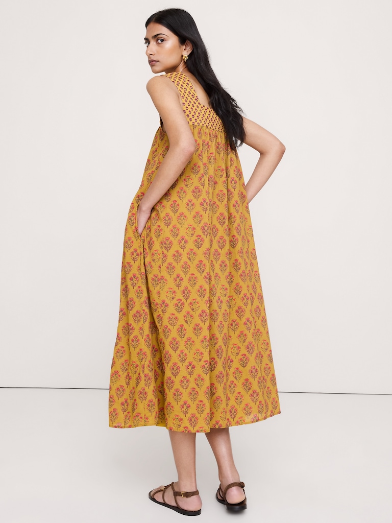 Cotton Square-Neck Dress