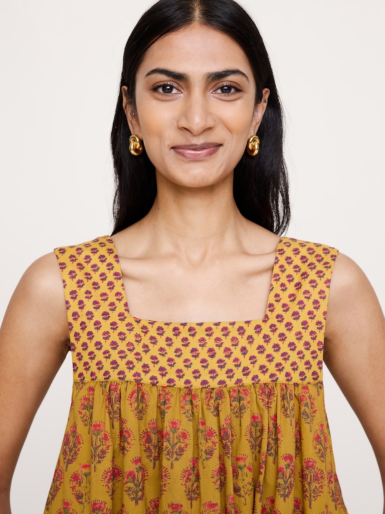 Cotton Square-Neck Dress