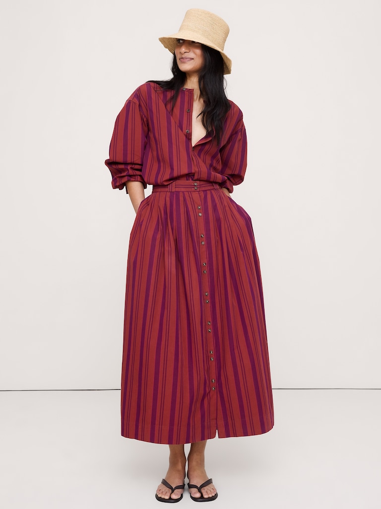 Cotton Poplin Collarless Tunic