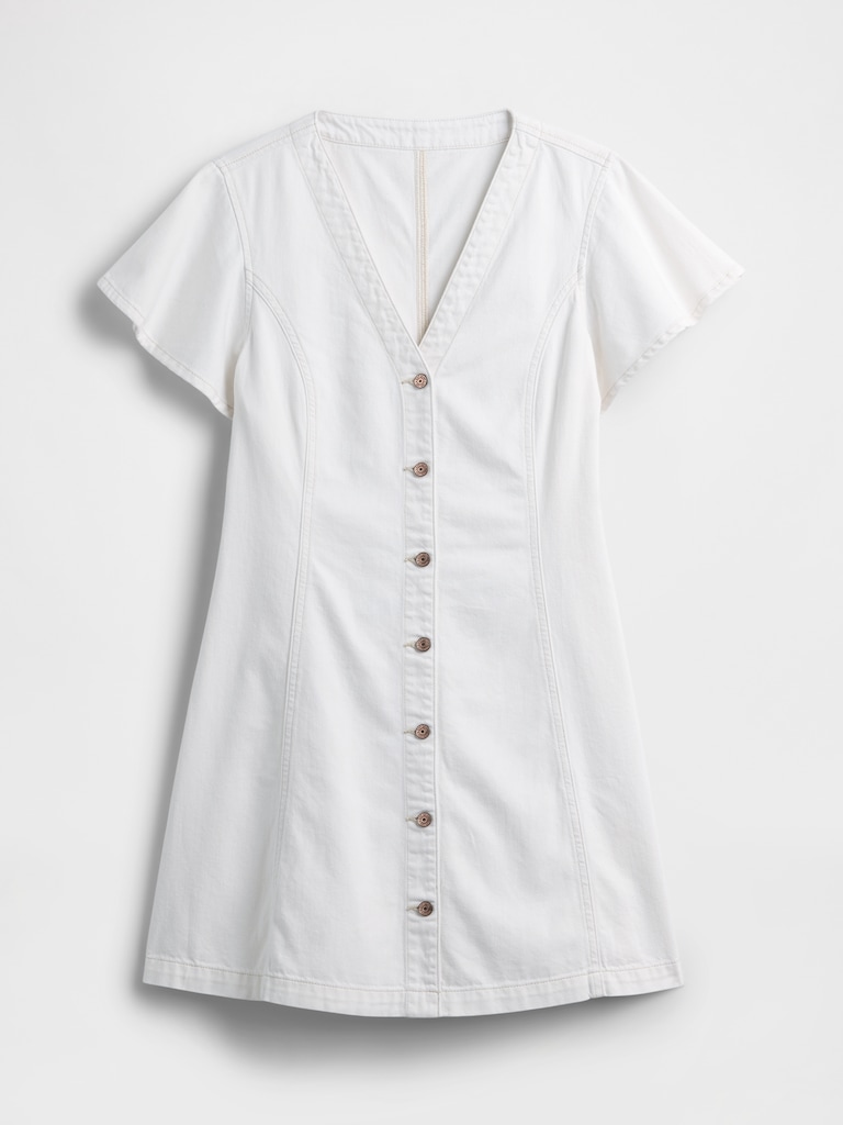 Denim Button-Front Mini Dress