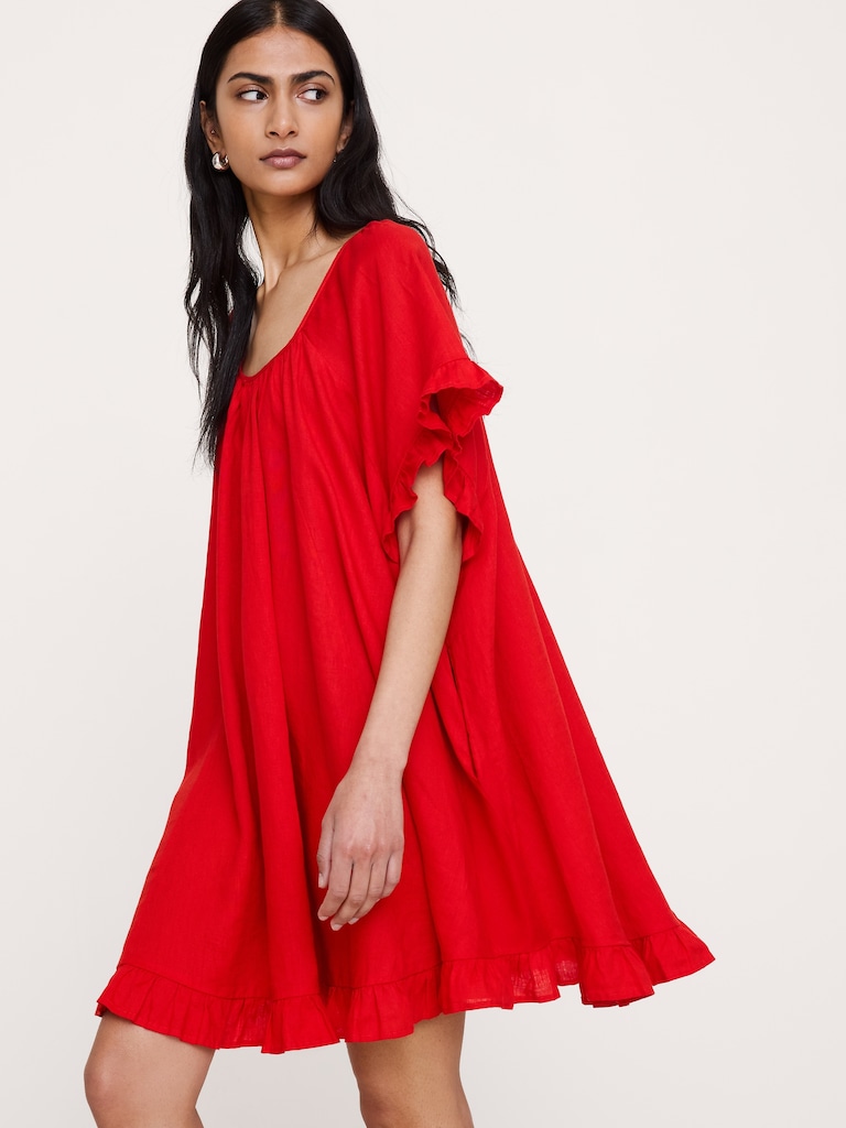 Ruffle Trim Mini Dress