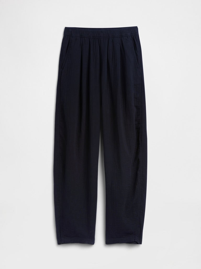 Mid Rise Pull-On Barrel Gauze Pants