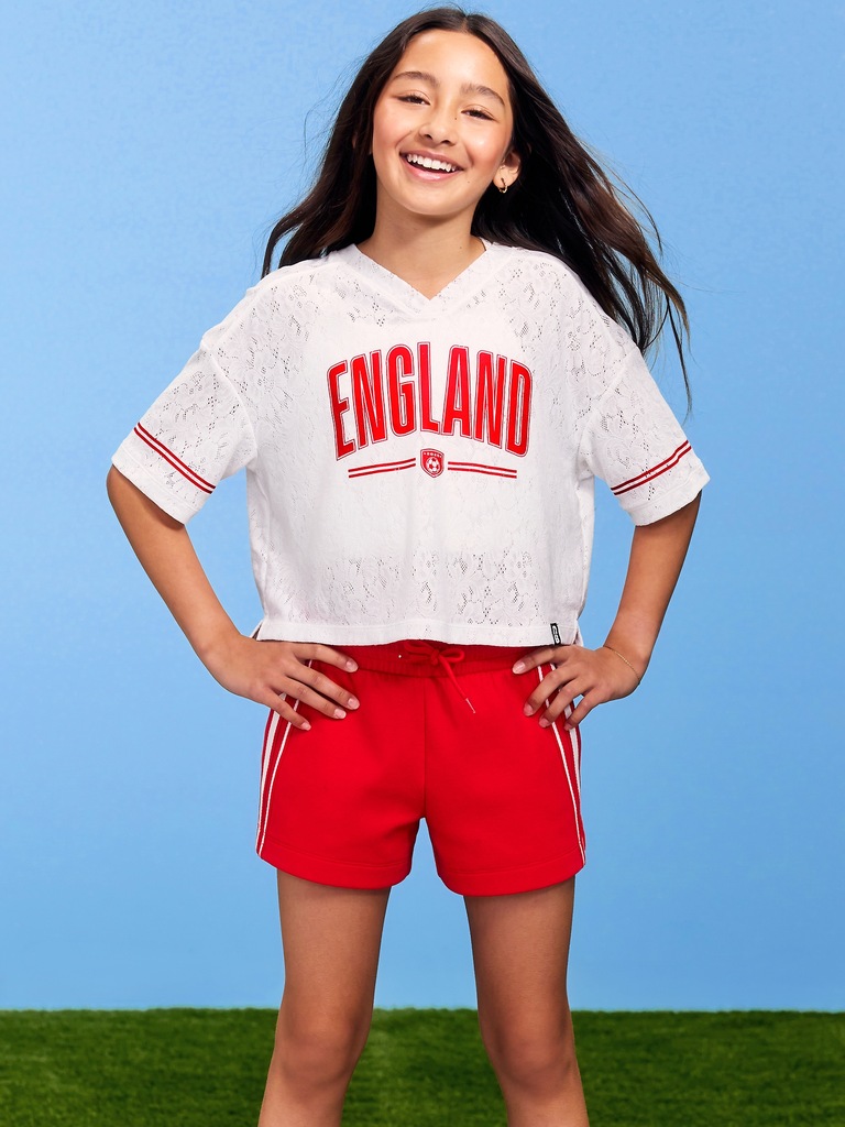 FIFA World Cup 26™ England Boxy Lace V-Neck T-Shirt for Girls
