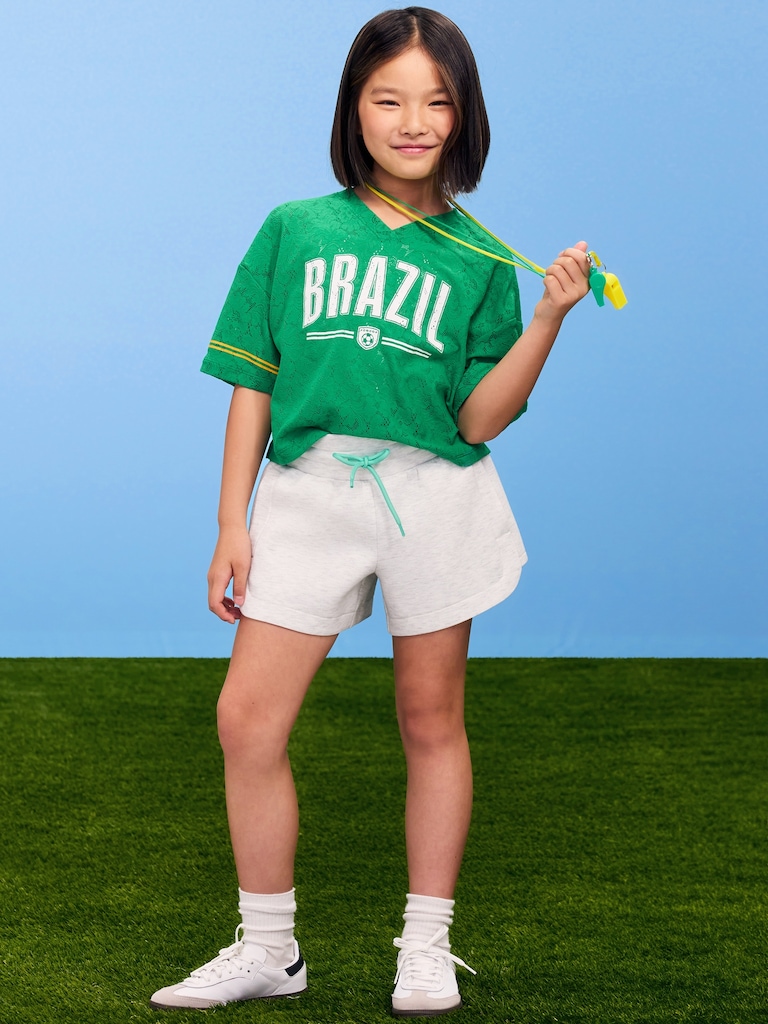 FIFA World Cup 26™ Brazil Boxy Lace V-Neck T-Shirt for Girls