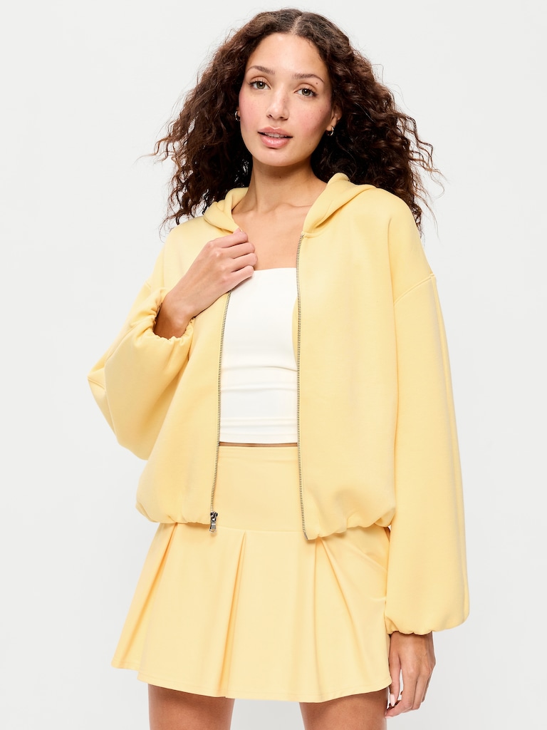 Bounce Fleece Bubble-Hem Hoodie Sweatshirt