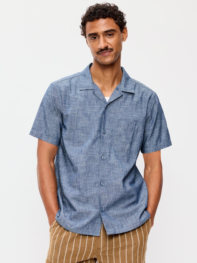 Short-Sleeve Chambray Camp Shirt