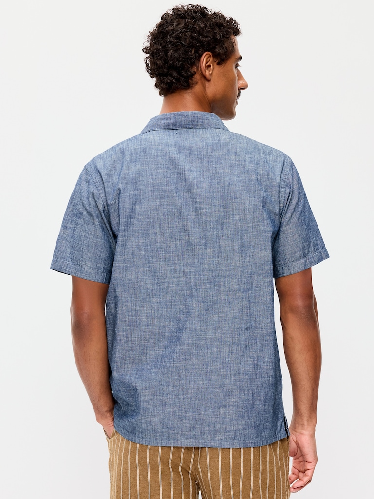 Short-Sleeve Chambray Camp Shirt