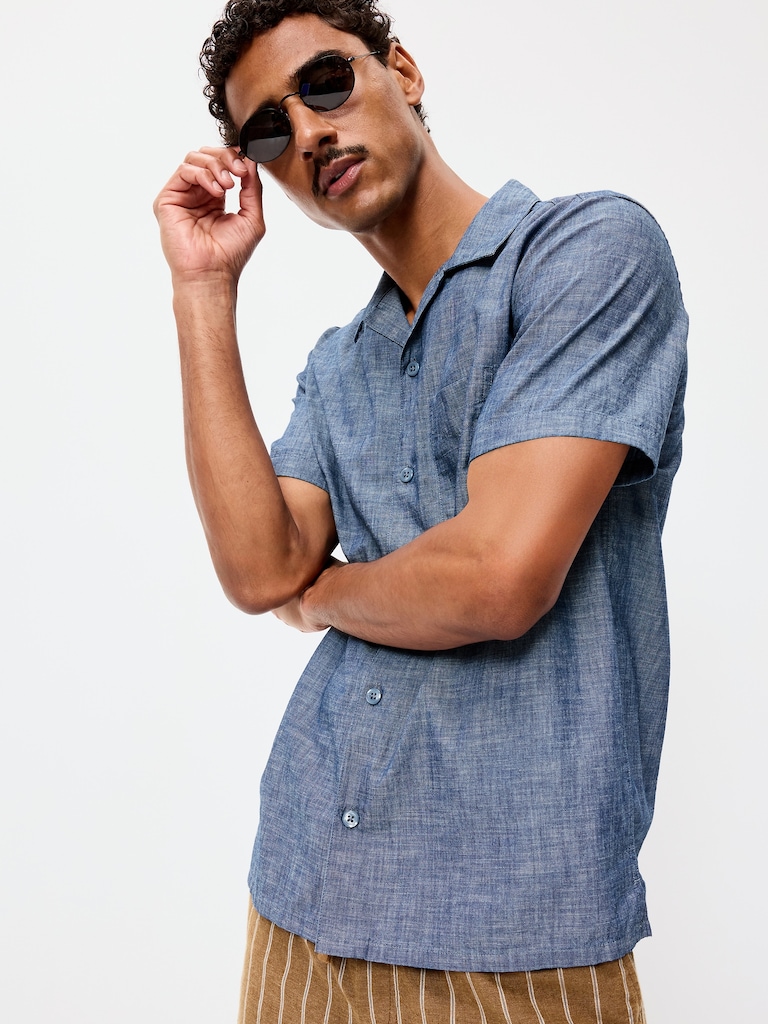 Short-Sleeve Chambray Camp Shirt
