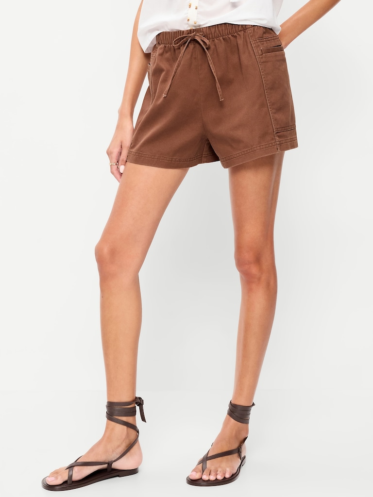 High-Waisted Pull-On Utility Shorts