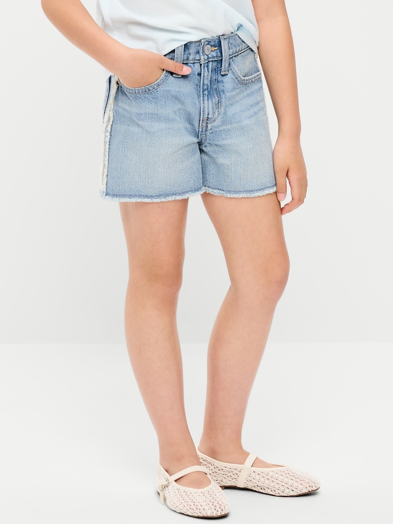 Short en denim à taille très haute à ourlet effiloché pour fille