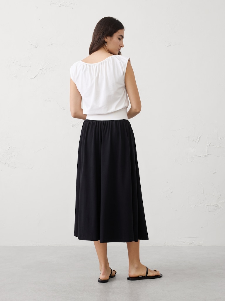 Knit Blouson Midi Dress
