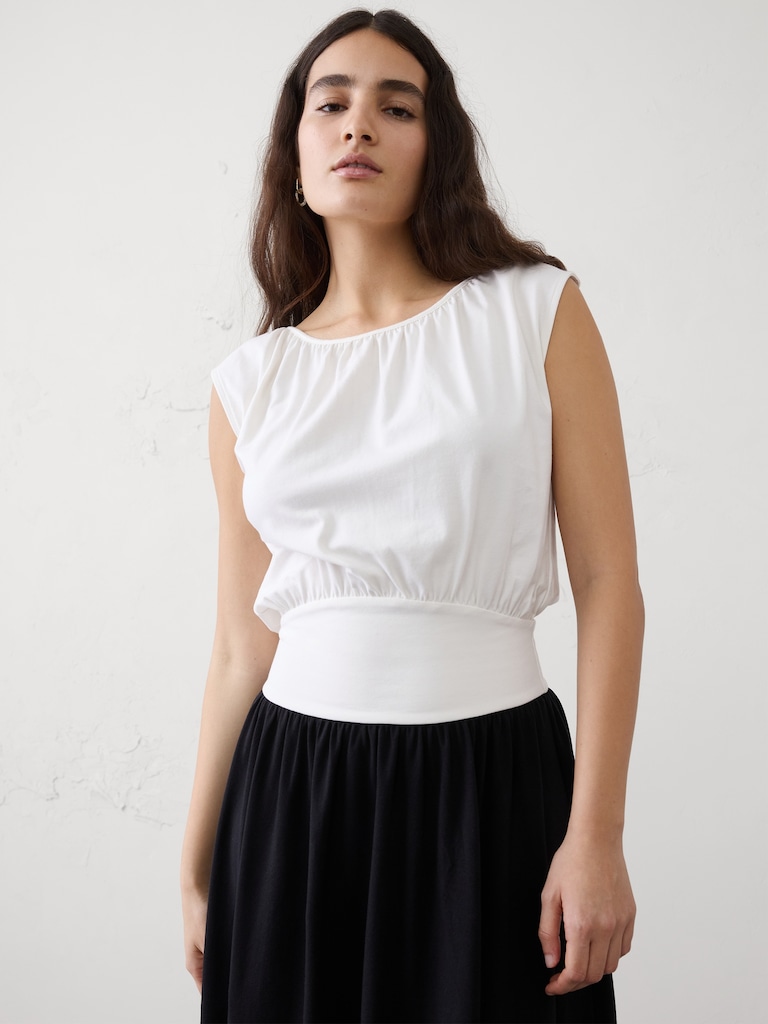 Knit Blouson Midi Dress