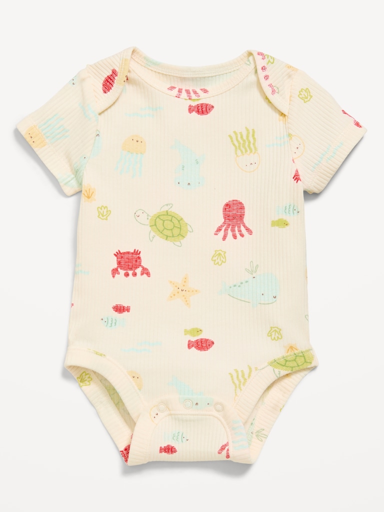 Cache-couche côtelé à manches courtes à motif pour bébé