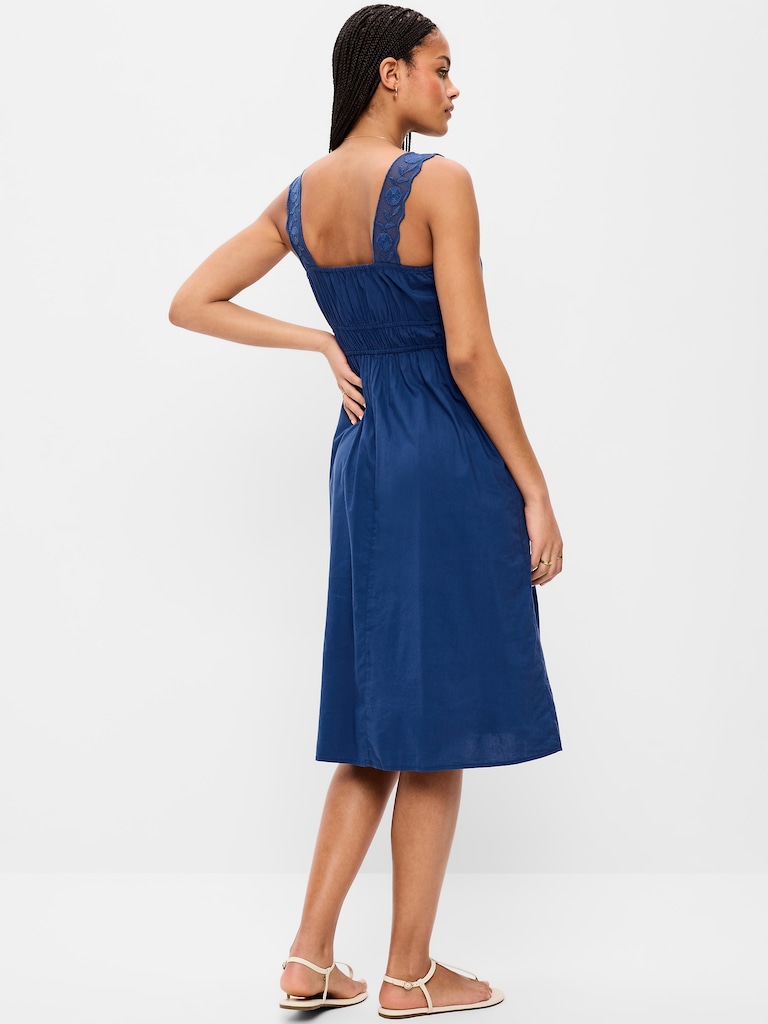 Fit & Flare Smocked-Waist Midi Dress