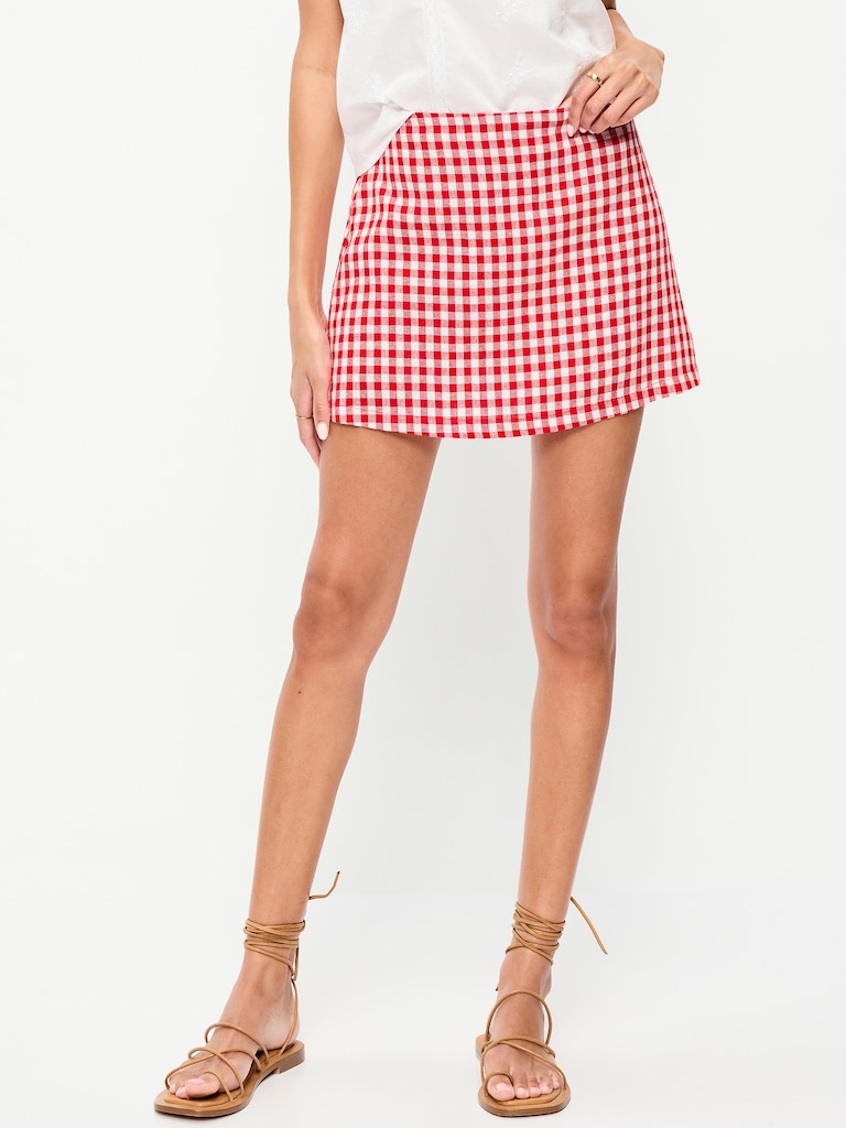 Linen-Blend Micro Skort