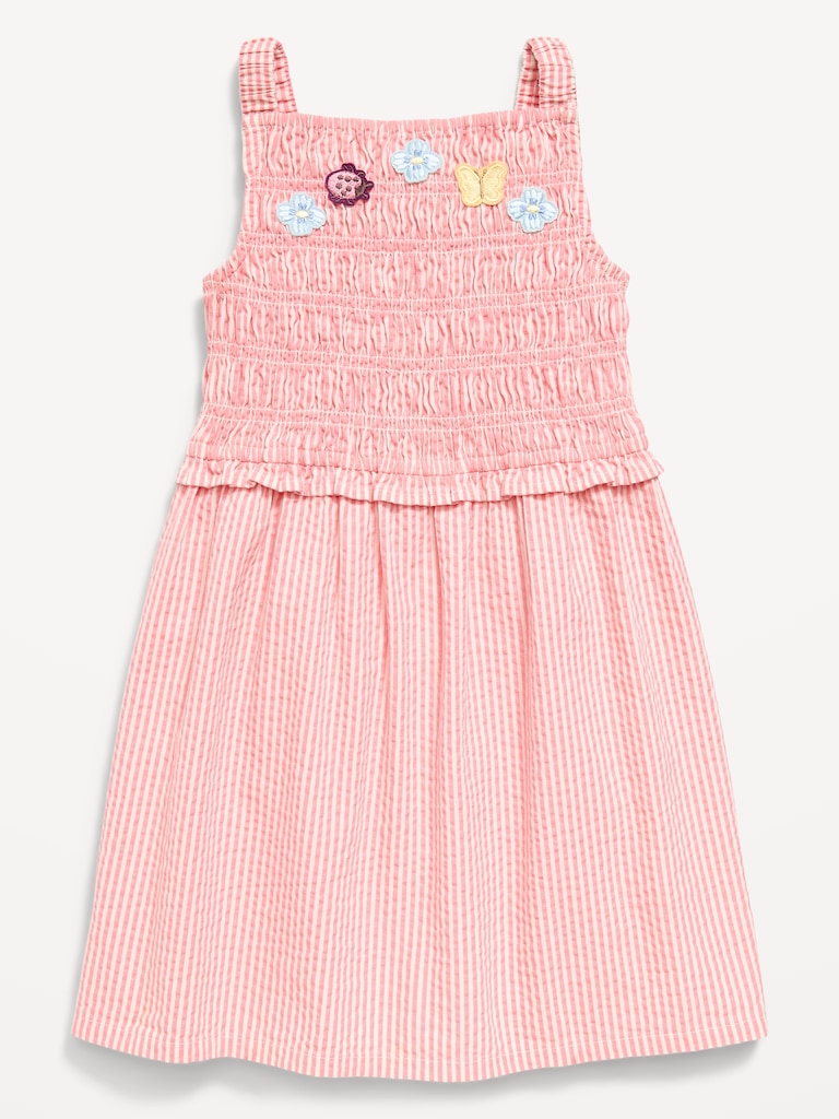 Sleeveless Smocked Textured Dress for Toddler Girls