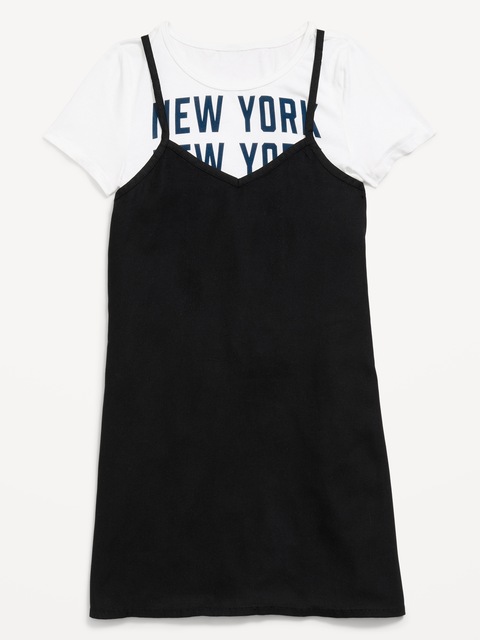 Short-Sleeve Graphic T-Shirt and Dress Set for Girls