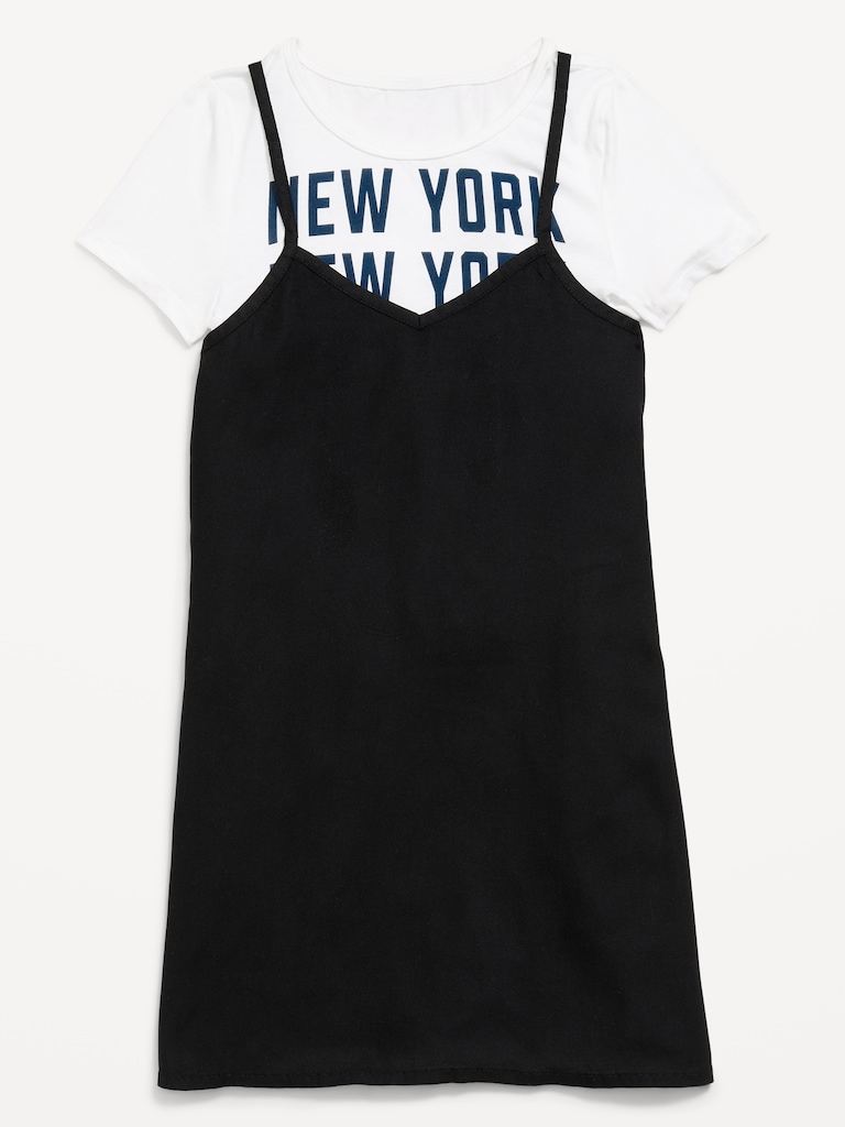 Short-Sleeve Graphic T-Shirt and Dress Set for Girls