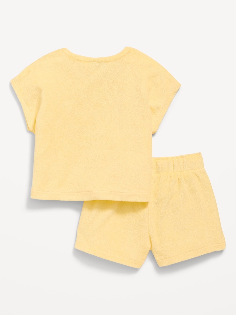 Short-Sleeve Terry Top and Shorts Set for Toddler Girls