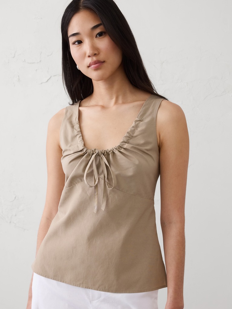 Cinched Neck-Tie Top