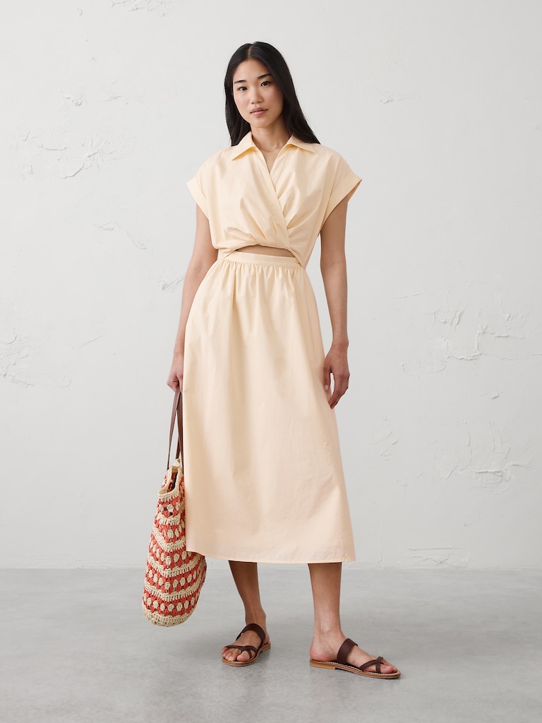 Cutout Poplin Maxi Dress