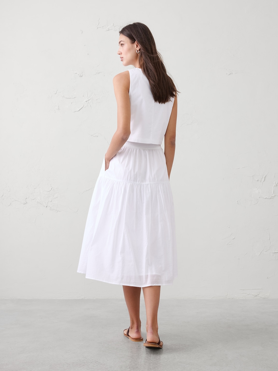 Tier Voile Midi Skirt