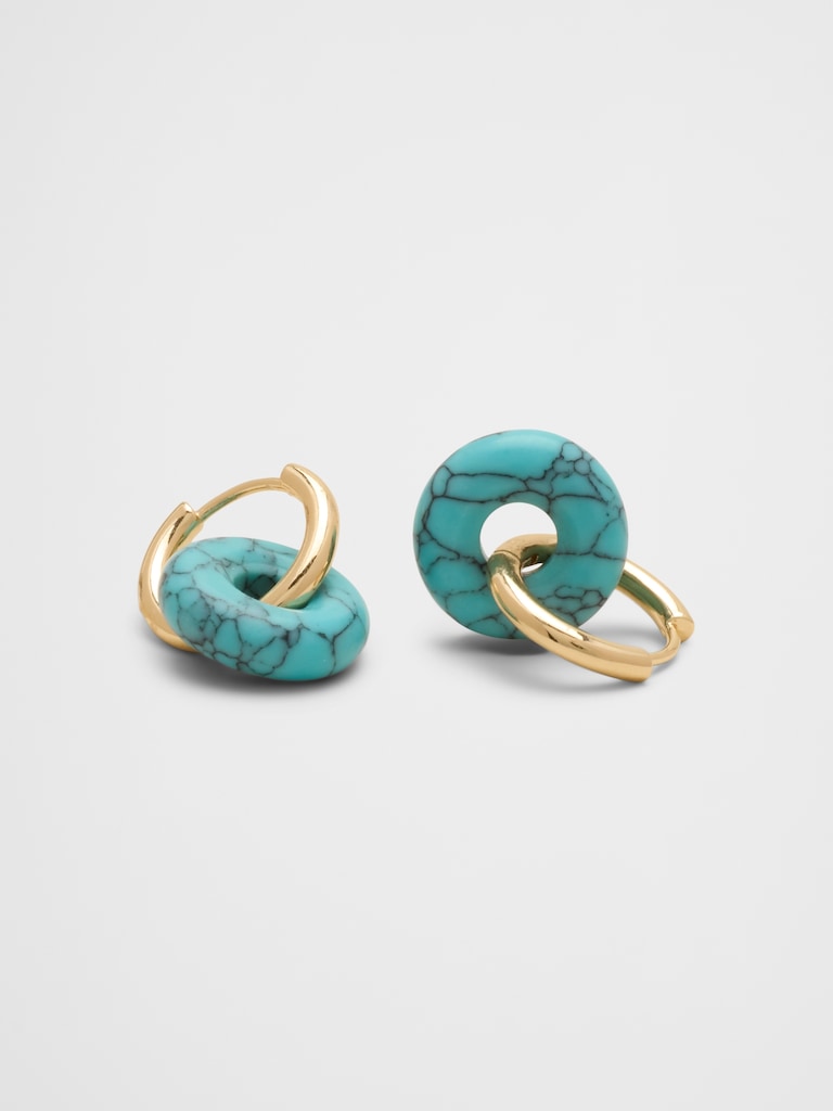 Stone Donut Hoop Earrings