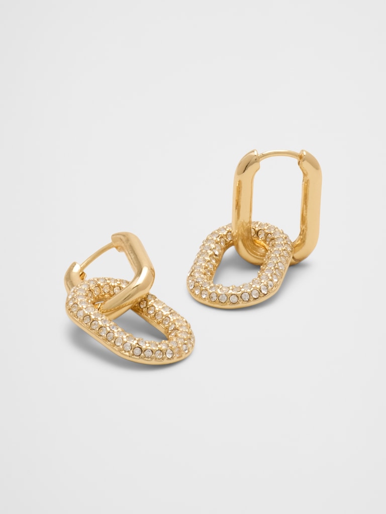 Pave Double Link Earrings