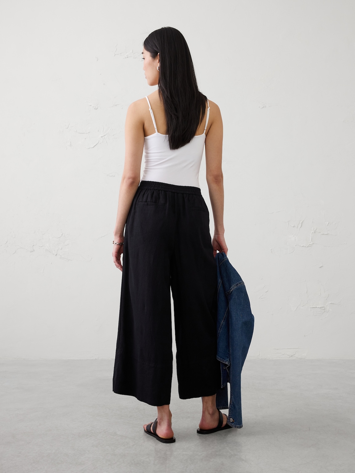 Anyday Wide-Leg High-Rise Linen-Blend Cropped Pant