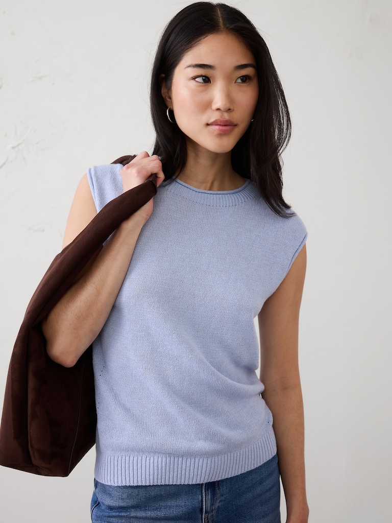 Ramie-Cotton Sweater Tank