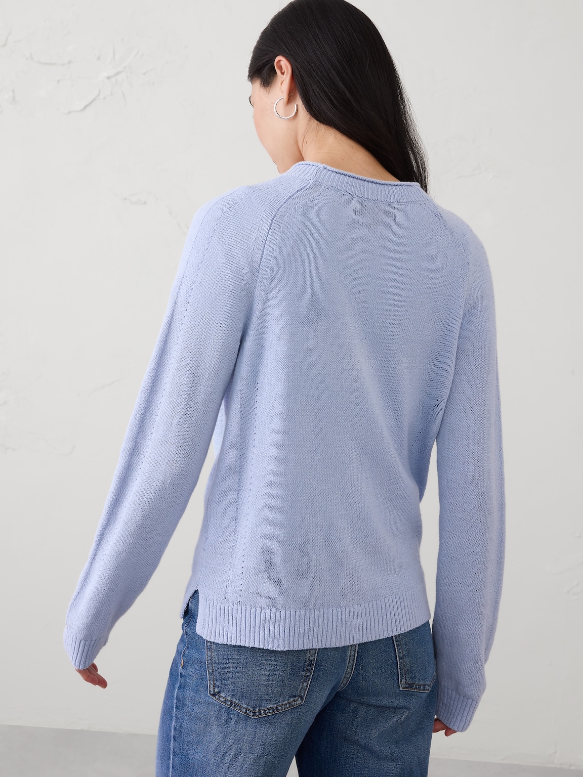 Ramie-Cotton V-Neck Cardigan Sweater