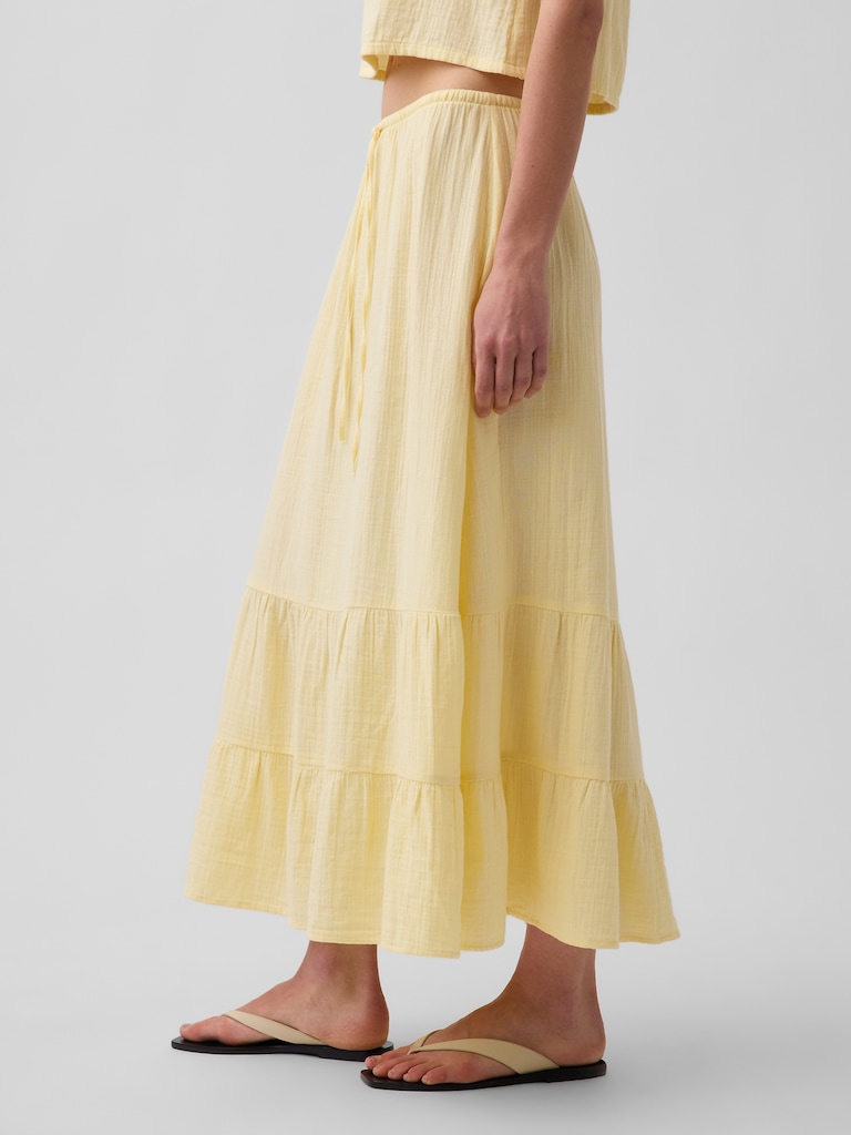 Cotton Gauze Tiered Easy Maxi Skirt