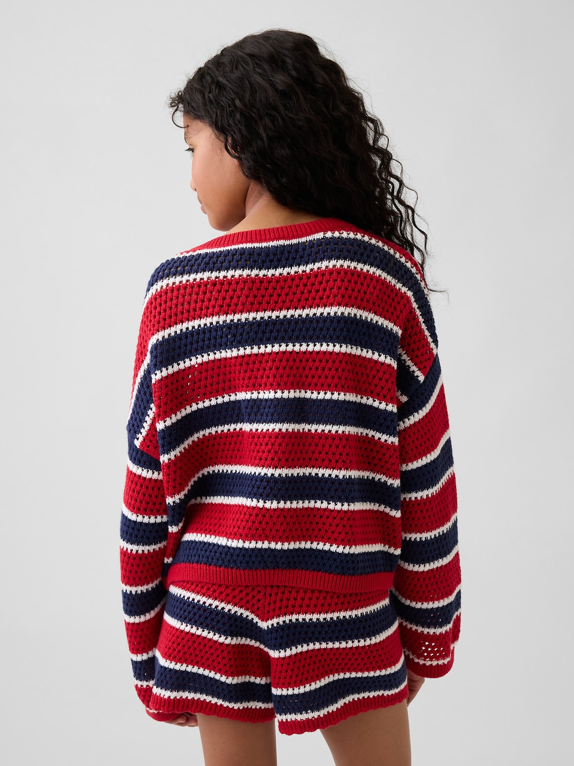 Kids Crochet Oversized Stripe Sweater