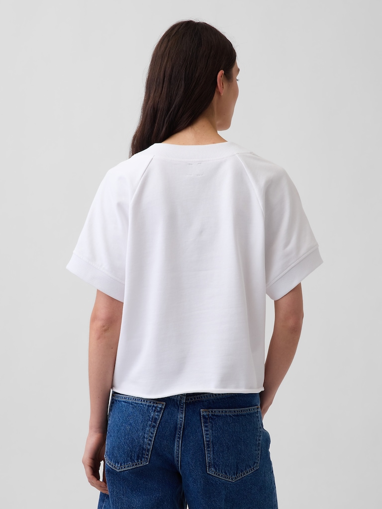 French Terry Oversized V-Neck Sweatshirt
