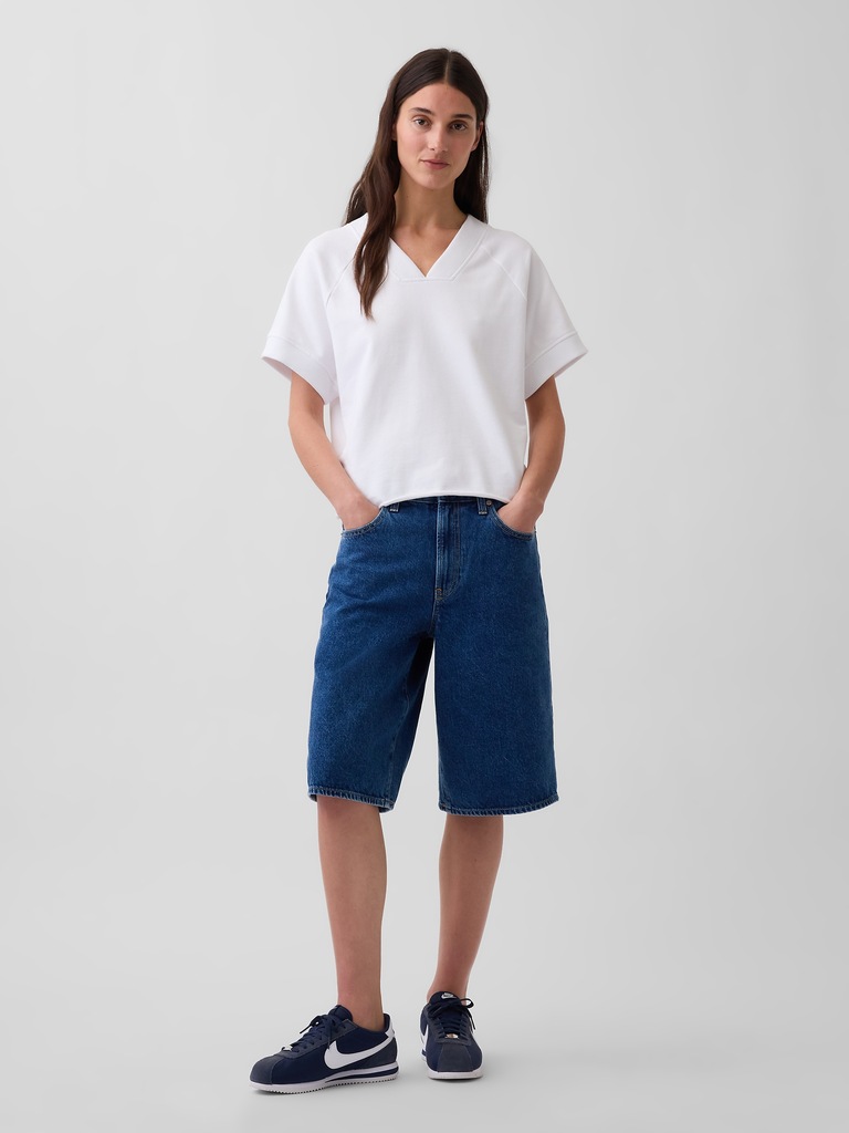 French Terry Oversized V-Neck Sweatshirt
