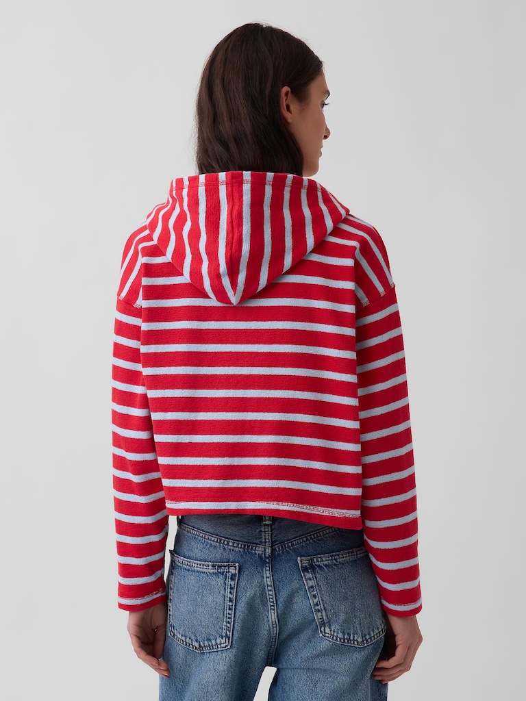 Towel Terry Oversized Stripe Zip Hoodie